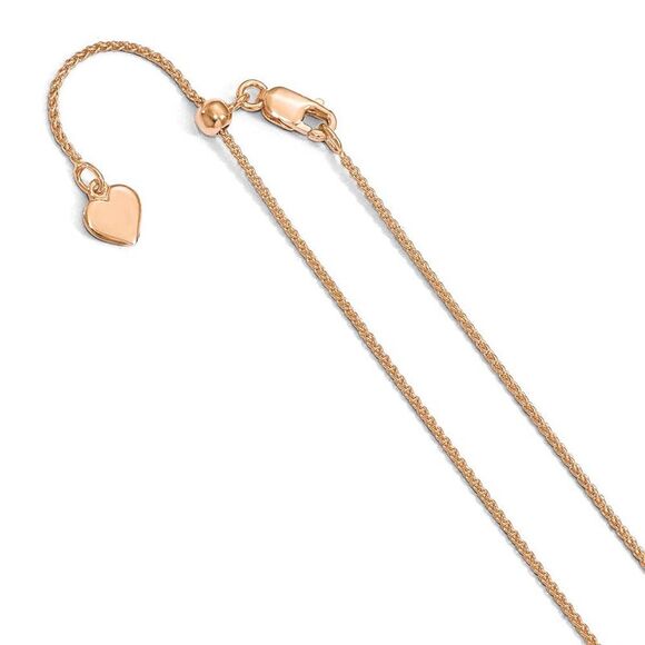 1mm Rose Gold Tone Plated Silver Adj. Spiga Chain Necklace, 30 Inch - Picture 1 of 5